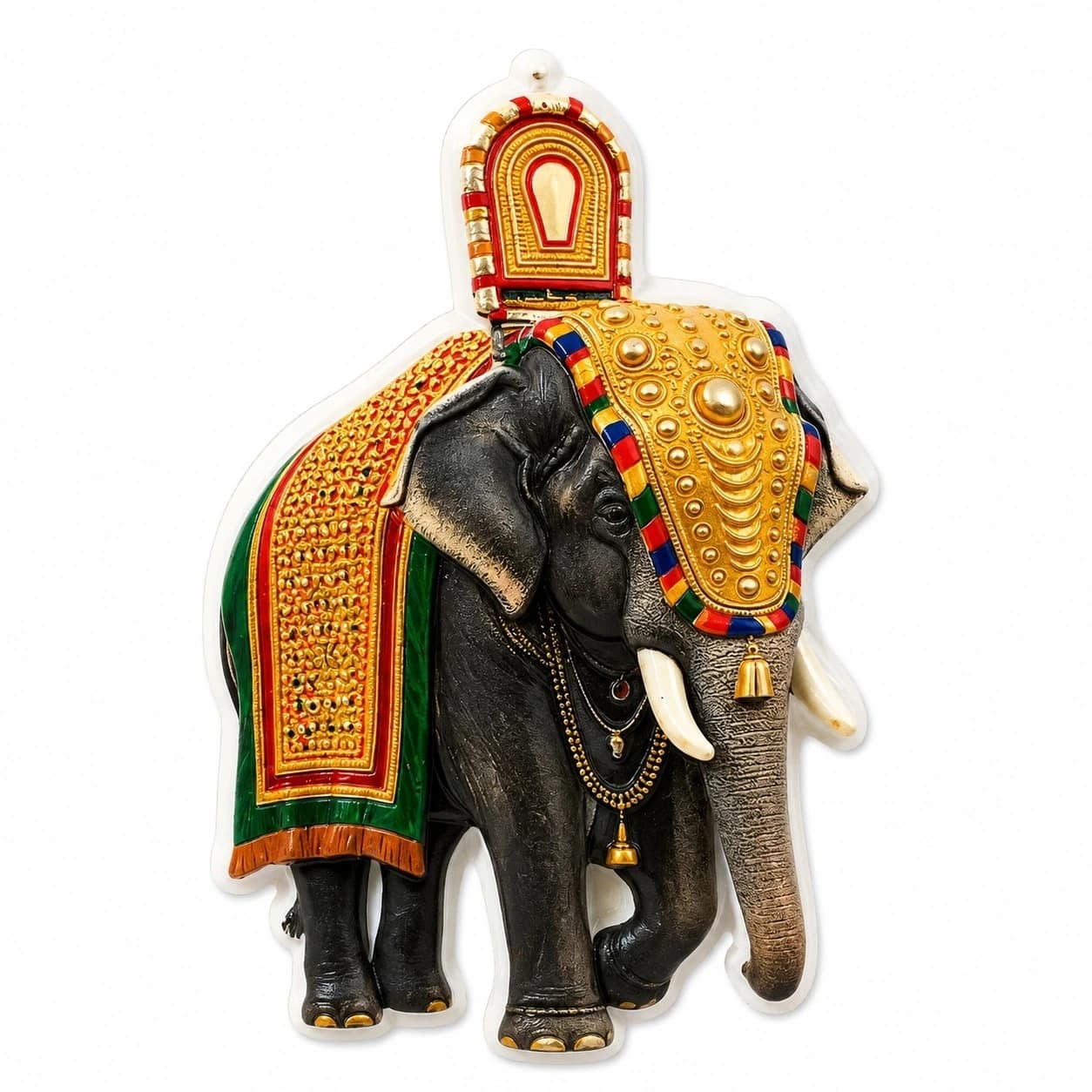 Traditional Decorated Kerala Temple Elephant Fridge Magnet | Polyresin Souvenir Refrigerator Magnet | Home & Kitchen Decor | Gift Item