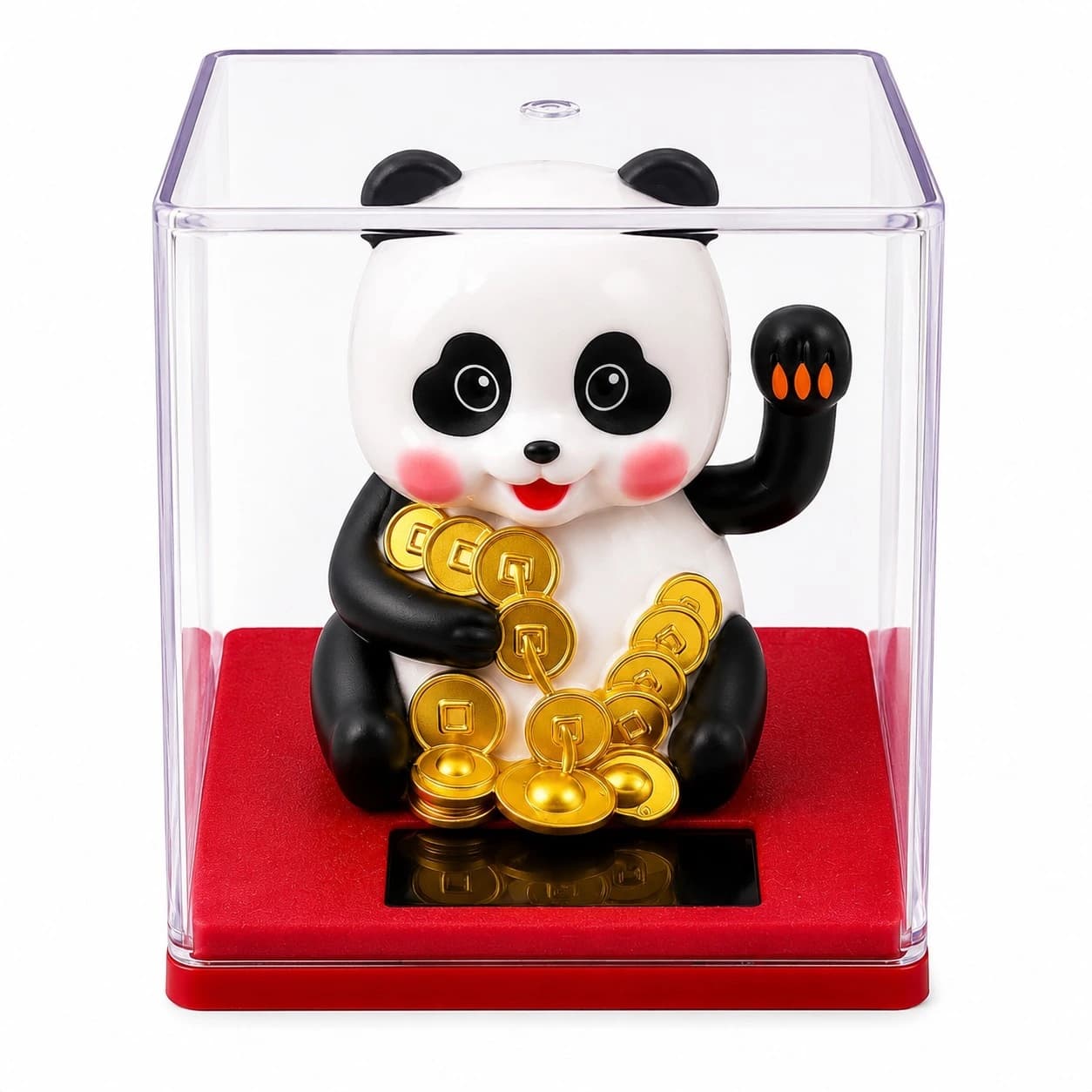 Solar Lucky Panda Money Figurine | Waving Lucky Panda | Solar Powered Showpiece For Home, Office & Car Dashboard